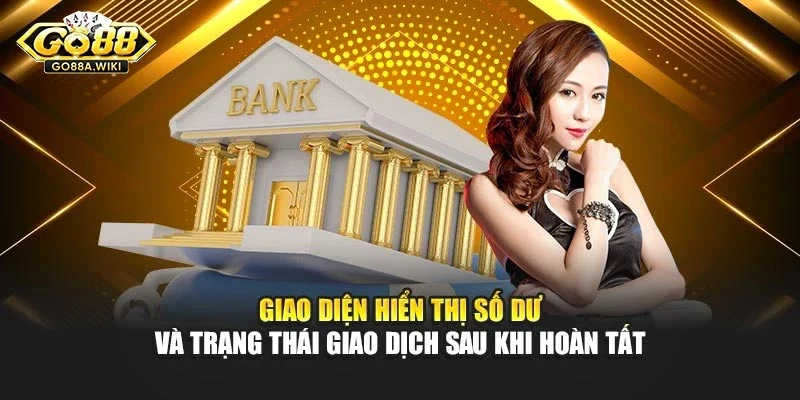 Giao diện hiển thị số dư và trạng thái giao dịch sau khi hoàn tất